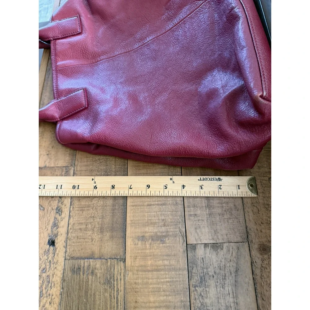 Tory Burch Tote Bag Women's Large Burgundy Leather Perforated Logo